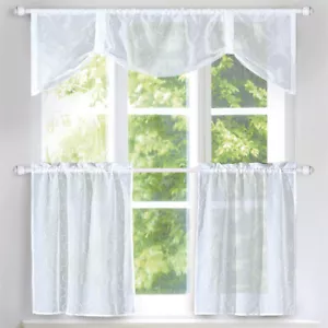 Ogee Tenda per Finestra Cucina Semi-Velata Pannello Livelli e Valance Set Bianco Home Deco - Foto 1 di 7