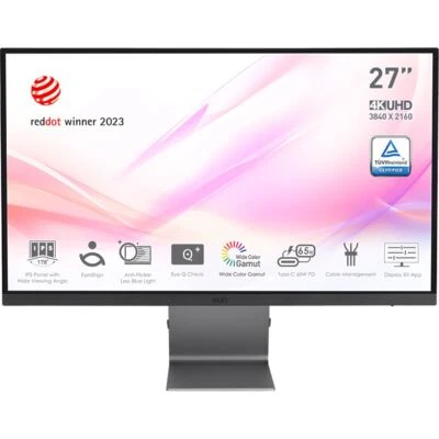 MSI CMS Modern MD271UL 4K Ultra HD 60 Hz 27 Inches Monitor Grey