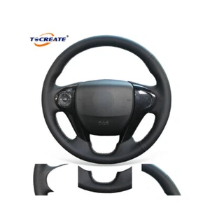 Black PU Leather Steering Wheel Cover for Honda Accord 9 Pilot Ridgeline #Q048 - Bild 1 von 10