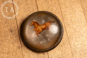 Antique Galloping Horse Glass Belt Buckle - Picture 1 of 4