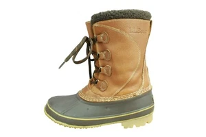LL Bean Women's Brown Tumbled Leather Slip-Resistant Waterproof Duck Boots 9 M - Picture 1 of 9