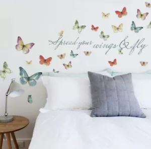 RoomMates RMK3263SCS Lisa Audit Butterfly Quote Peel and Stick Wall Decals, - Picture 1 of 9