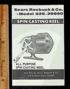 Sears roebuck & Co. Spin Casting Reel Model 535.39690 Instructions Manual Parts - Picture 1 of 2