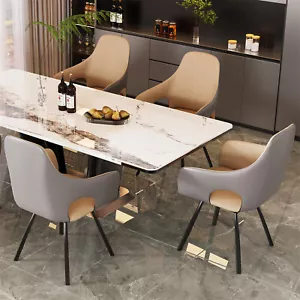 2x High-end Kitchen Swivel Dining Chairs with Metal Leg/Armrest/Upholstered Seat - Picture 1 of 16