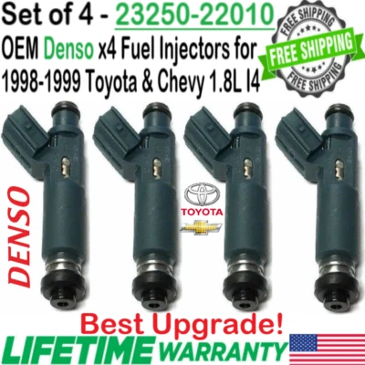 OEM Denso x4 Best Upgrade Fuel Injectors for 1998, 1999 Chevrolet Prizm 1.8L I4 Foto 1 de 4