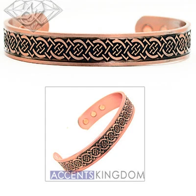 Accents Kingdom Men's Magnetic Copper Celtic Knot Cuff Bangle Golf Bracelet C2 - Image 1 of 4