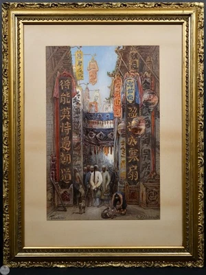 古董 19 世纪铬石版印刷版“天津马”爱德华·希尔德布兰特之后 — 第 1/4 张图片