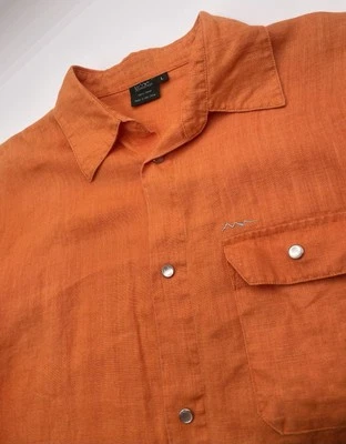 Manastash Pearl Snap Shirt Mens Orange Size L Hemp Short Sleeve - Image 1 of 4