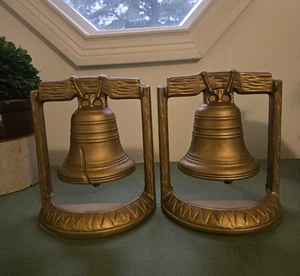 Vintage Buchstützen Goldguss Metall Liberty Bell Design - Bild 1 von 9