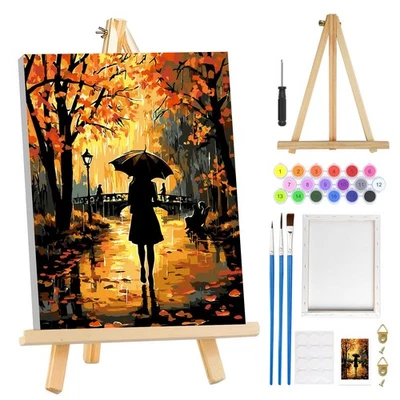 Girls Paint by Numbers for Adults Beginner with Frame, Landscape Painting by Num - Image 1 of 4