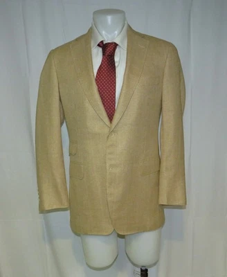 Paul Stuart Paul Fit Beige Plaid Recent Silk Linen Two Button Sport Coat 40L - Image 1 of 4