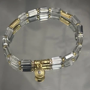 Pulsera Spartina con cuentas cristal latón 7 pulgadas tono dorado joyería de moda - Imagen 1 de 10