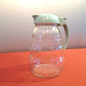 Vintage DRIPCUT BIENENSTOCK SIRUPKRUG mit LIGHT AQUA POUR DECKEL - Bild 1 von 11