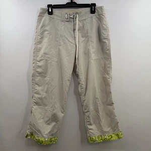 Neu mit Etikett Immersion Research kurz geschnittene Damenhose 12 kittfarben beige Blumenbesatz USA - Bild 1 von 8