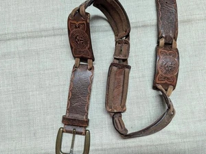 Cinturón vintage TOOLED cuero WESTERN suroeste 34 marrón FOSSIL y2k cuero de vaca - Imagen 1 de 10