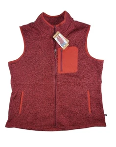 Eddie Bauer Vest Womens XXL Marbled Dark Orange Fleece Full Zip Mock Neck - Picture 1 of 10