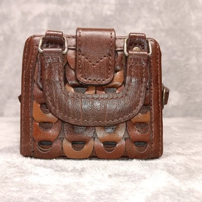 Tiny Leather Coin Trinket Purse w/Handles Snap Strap Closure Unbranded - Image 1 of 4