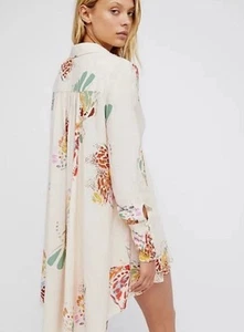 Free People Women’s Size Medium Tunic Hi-Lo Field of Butterflies Top Boho Shirt - Picture 1 of 11