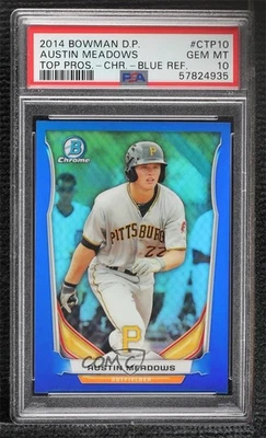 2014 Bowman Draft Top Prospects Chrome Blue Refractor /399 Austin Meadows PSA 10 - Image 1 of 2