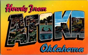 Large Letter Greetings Vtg Postcard, Howdy from Atoka Oklahoma - Picture 1 of 2