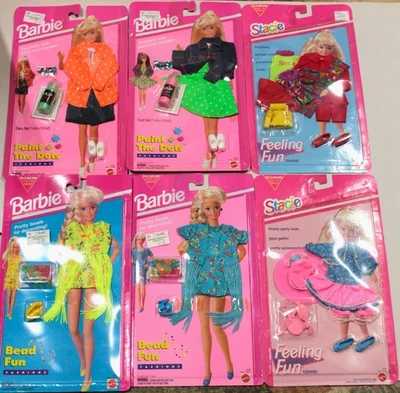 LOT OF 6 SEALED 1990s BARBIE and Stacie FASHIONS VINTAGE 1993 1994 MIB MIP NIB - Image 1 of 4