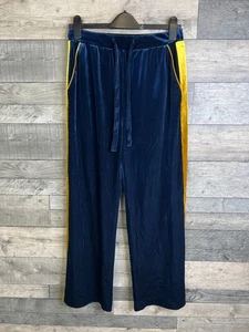Boden Womens Trousers Size UK 12 Long Blue Zena Velour Velvet Side Stripe Pull - Picture 1 of 9
