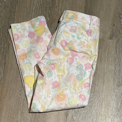 Talbots Petite Floral Print Cotton Blend Crop Pants Size 2P Pastel Casual EUC - Image 1 of 4