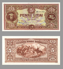 5 Penki Litai, Lietuvos Bankas, 1929, Reproduktion