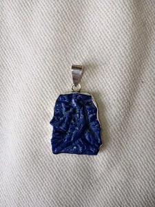 Carved Lapis Lazuli Pendant - Picture 1 of 7