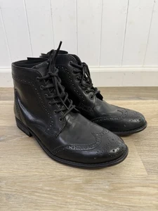 Studio Ink Cowboy Wing Tip Men's Black Leather Ankle Boots Size 9 Brogue - Picture 1 of 12