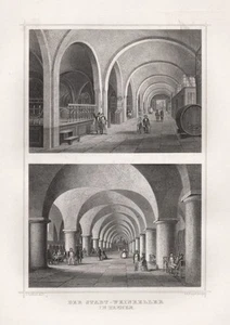 Cantina Di Vino Bremen Ratskeller Gottheil Poppel Stahlstich 1850 - Picture 1 of 1