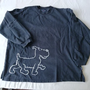 Vintage 2000 Tintin Snowy Milou Embroidered Sweatshirt Y2K Belgium Navy Blue M - Bild 1 von 10