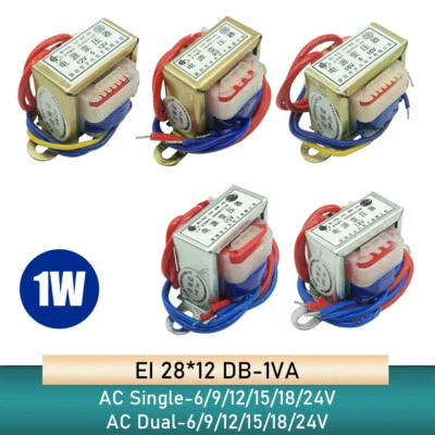 1W DB-1VA Power Transformer 220V to 6V 9V 12V 15V 18V 24V Output AC Single/Dual - Image 1 of 4