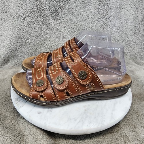 Scarpe Clarks sandali donna misura 9 5 marroni slip on *OTTIME CONDIZIONI*