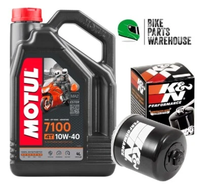 Kit de aceite y filtro MOTUL 7100 10W40 K&N para Triumph THRUXTON 1200 2016-2019 Foto 1 de 4