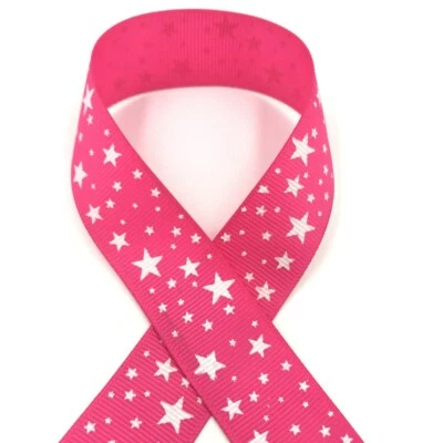 10 Yards Stars Printed Grosgrain Ribbon Hair Bow/christmas/wedding Diy 25mm - Image 1 of 4