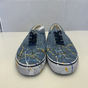 Polo Ralph Lauren Men's Thornton Denim Paint Splatter Shoes Sneakers Size 11 D - Picture 1 of 10