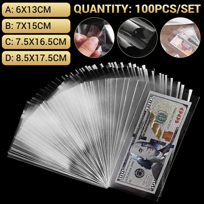 100-1000pcs Banknote Sleeves Paper Money Bill Holder Storage Protector Case