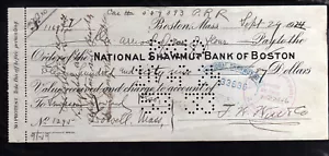 5Y192- 1924 NATIONAL SHAWMUT BANK OF BOSTON - BOSTON, MASS - Picture 1 of 2