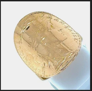 21,6K 900 / 18K 750 Gelb Gold 20 France Münze Ring RG 50 Herren 1913 Neuw. Coin - Picture 1 of 23