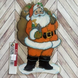 Adesivi Colorati Vintage Finestra Natale Glitter Babbo Natale - Foto 1 di 1