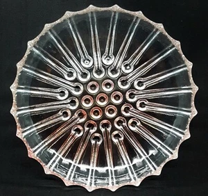 Vintage Clear & Pink Glass Hobnail Sawtooth Ribbed Dish Atomic-Deco-Industrial - Picture 1 of 8