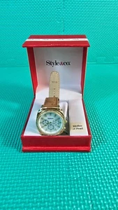 Style & Co Womens Watch Rhinestone and White Face Brown Band Needs Battery! 🔥🔥 - Picture 1 of 5