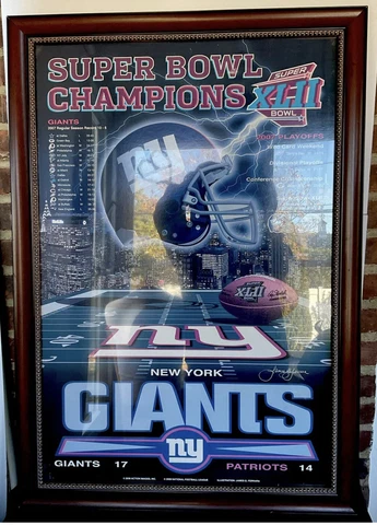 New York Giants Super Bowl XLII Championship Framed Poster 28 X 40 Bar/Man Cave Cover