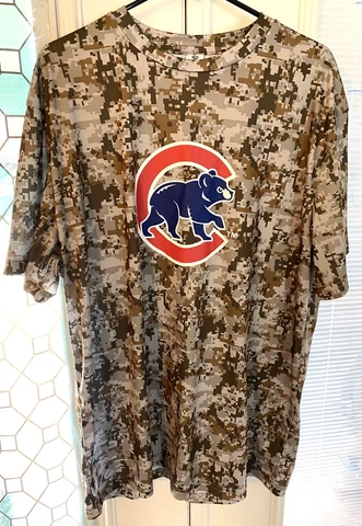 Chicago Cubs Camouflage Short Sleeve Shirt Mens Size XL MLB Baseball Cover