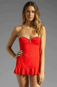NEU JUicy Couture Kettenglied rot Bandeau Badekleid Badeanzug XS P Extra Small - Bild 1 von 9