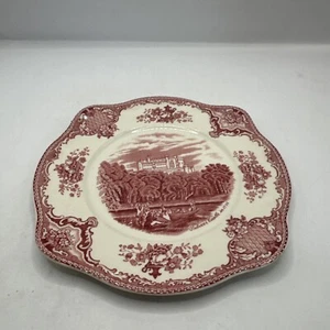 Johnson Bros Old Britain Castles -Belvoir Castle Pink Square Salad Plate 7 3/4 - Picture 1 of 5