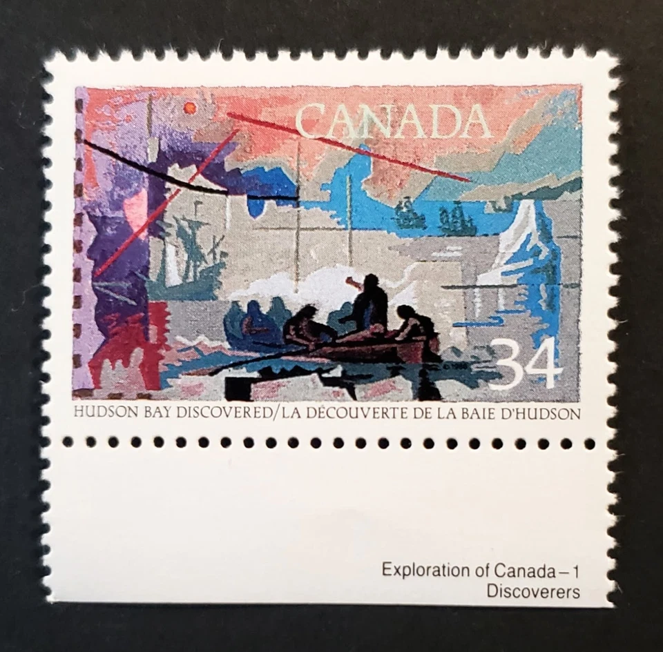 Stamps Canada Mint: #1107i 34c Henry Hudson "pink print flaw" variety VF MNH - Image 1 of 1