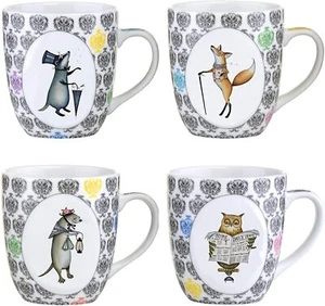 4er Set Porzellan weiß Funimals Tassen Kaffee Tee Tasse 17oz Set in Geschenkbox - Bild 1 von 2