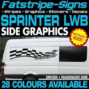 passend für MERCEDES SPRINTER LWB MOTORSPORT FLAGGE RENN CAMPER VAN AUFKLEBER GRAFIKEN - Bild 1 von 2